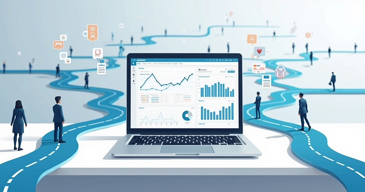 Vários caminhos digitais levando usuários a um site principal 