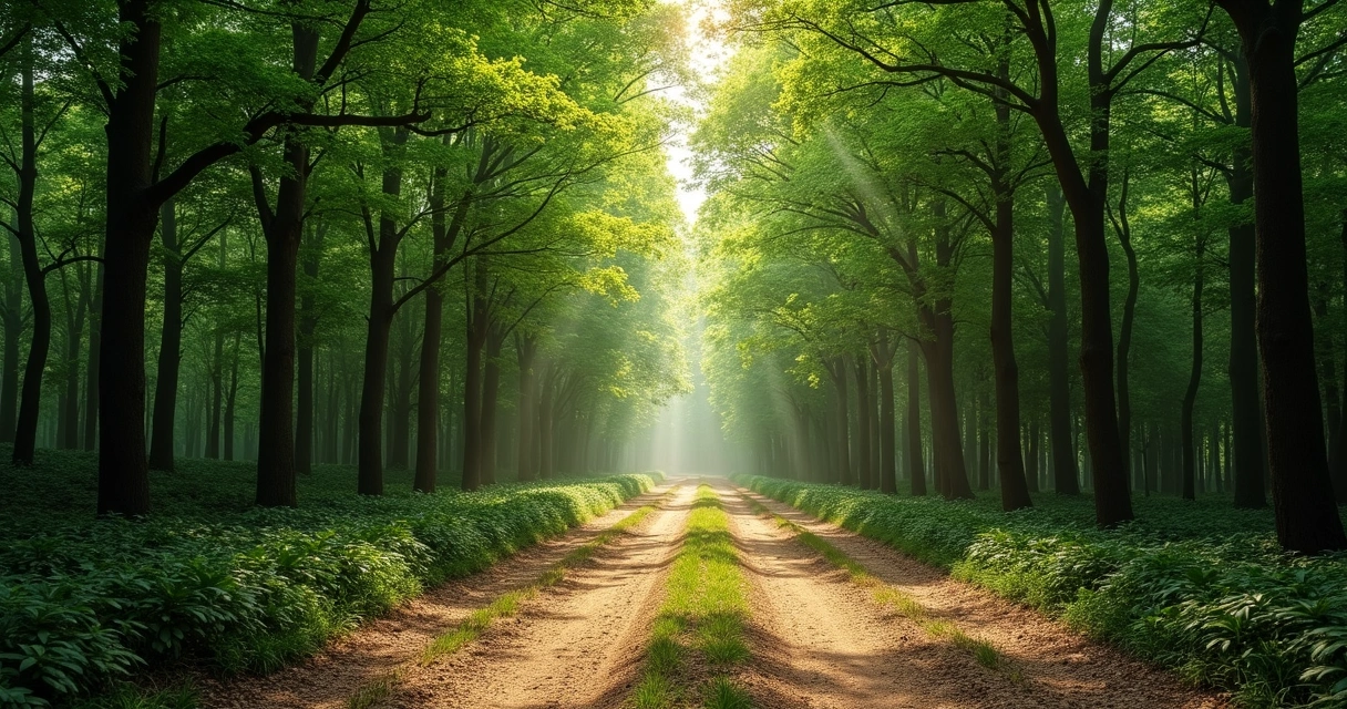Estrada se dividindo em dois caminhos na natureza 