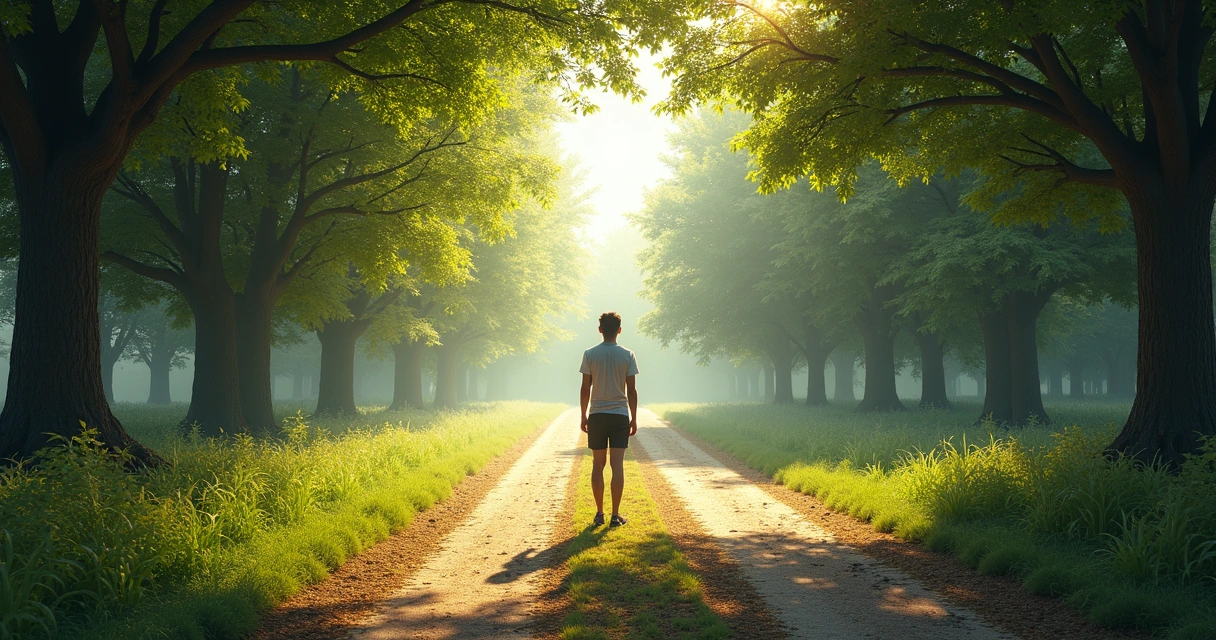 Persona de pie en un camino, decidiendo hacia qué dirección ir 