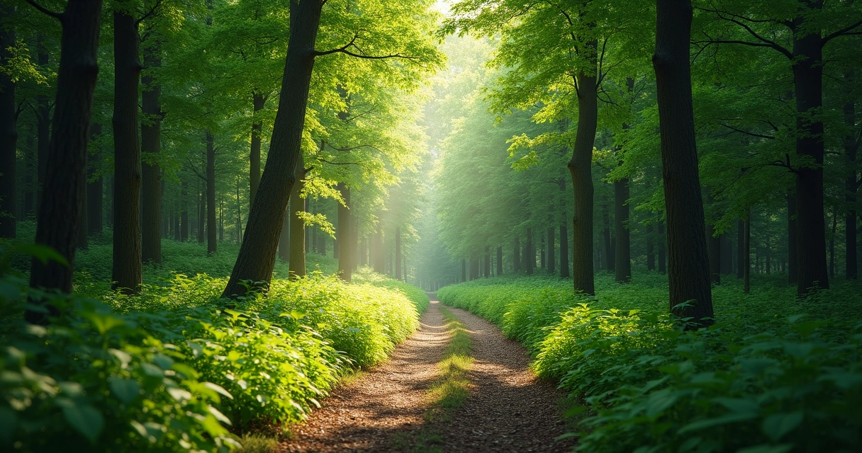 Sendero en un bosque dividido en dos caminos 