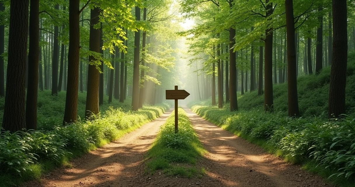 Camino doble sentido en un bosque indicando diferentes opciones de decisiones personales
