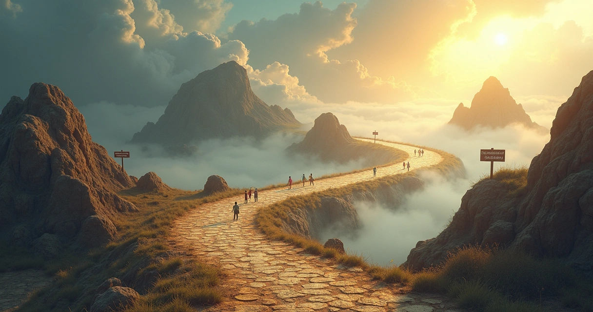 Representación visual de un camino ético desafiante y sinuoso