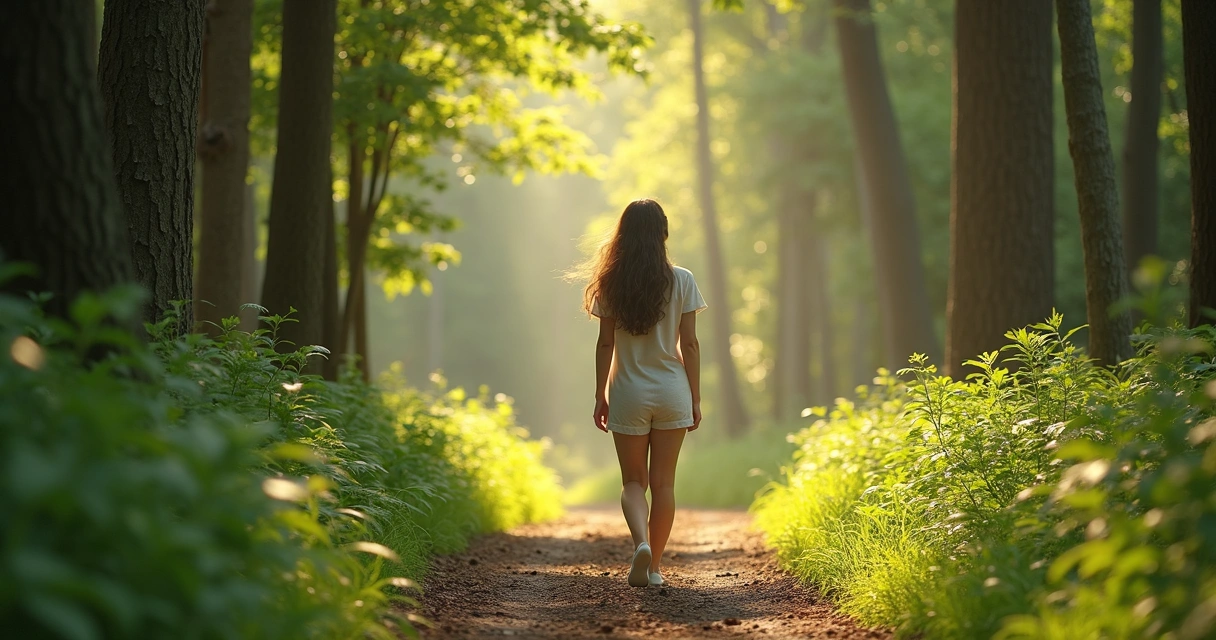 Persona caminando en un sendero natural 