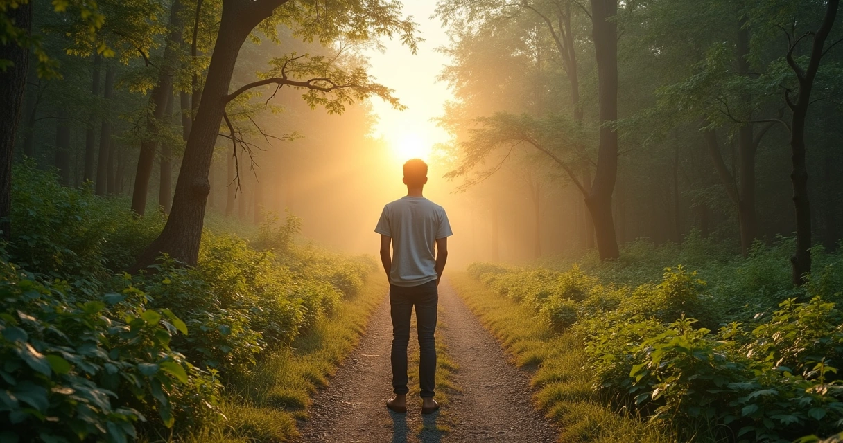 Caminos divergentes que simbolizan diferentes ciclos de cambio personal
