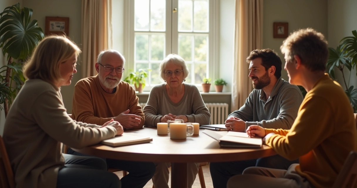 Personas reunidas en un grupo de reflexión y apoyo mutuo