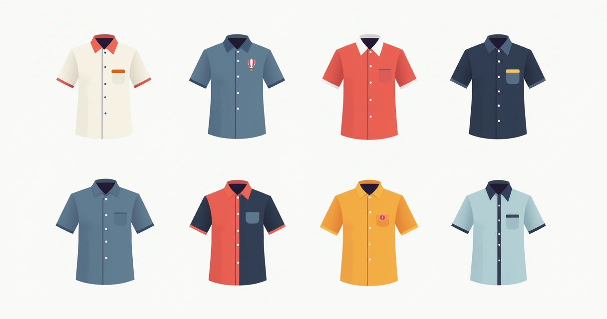 Quadro ilustrativo mostrando camisas para diferentes usos. 