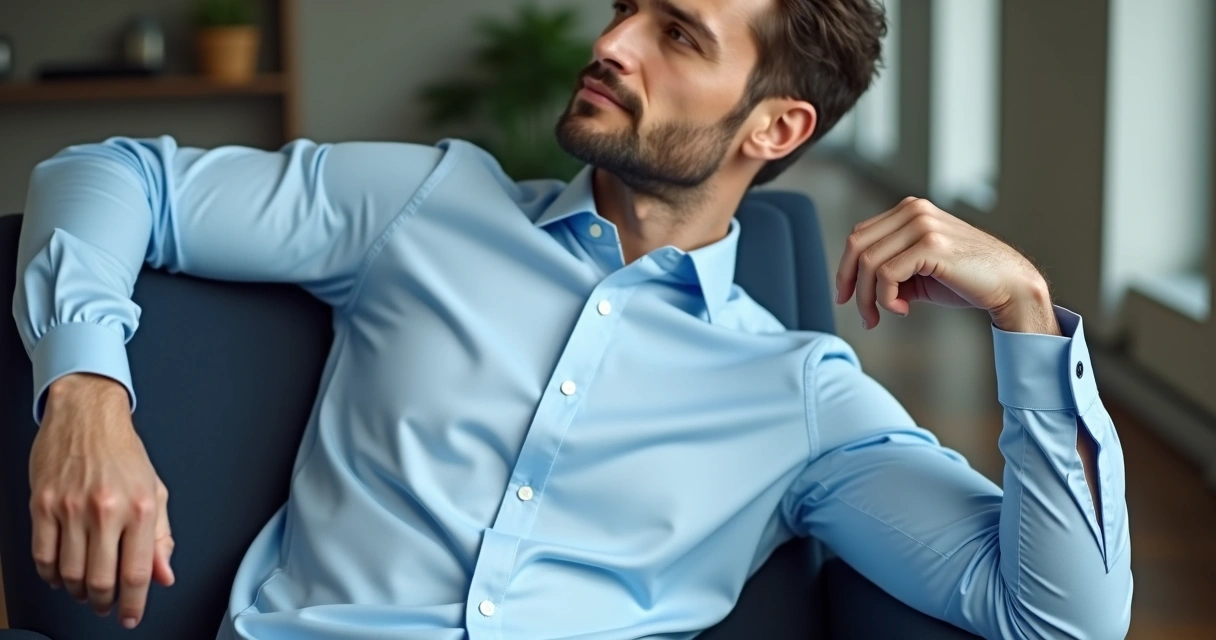 Camisa masculina ajustada ao corpo, com tecido leve e el&aacute;stico 