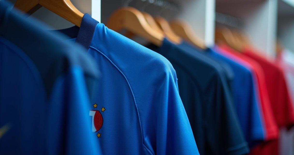 Detalhe do ombro volumoso na camisa da seleção francesa usada por Mbappé 