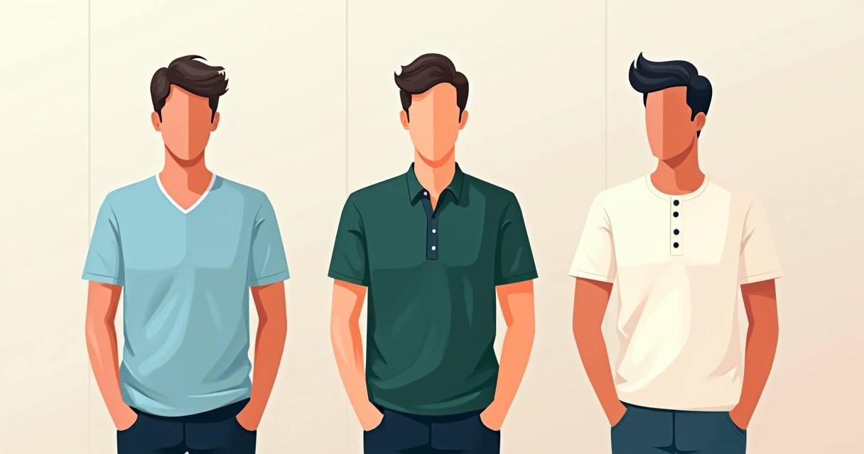 Homens vestindo diferentes estilos de camisa manga curta