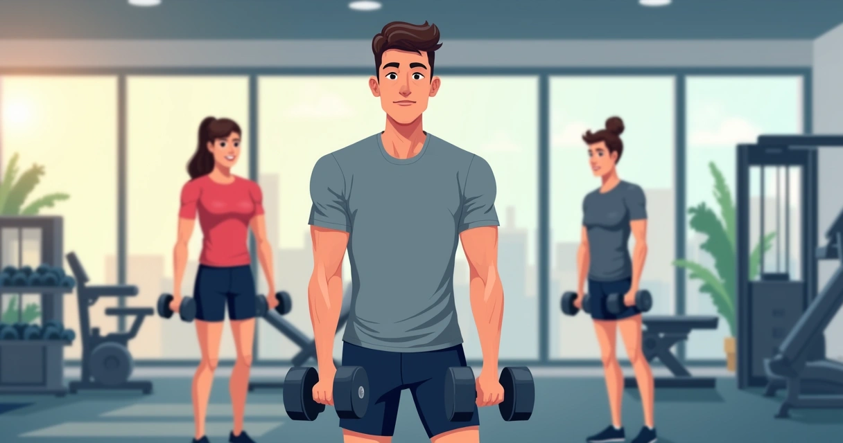 Homem usando camiseta dry fit cinza durante treino com halteres em academia