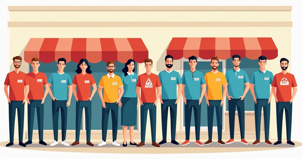 Uniforme de camiseta para franquia e rede de lojas