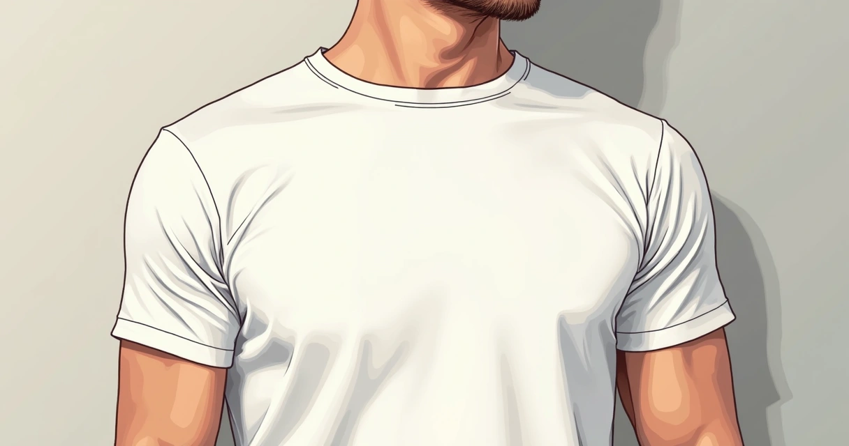 Detalhe de camiseta masculina mostrando o tecido de algodão egípcio