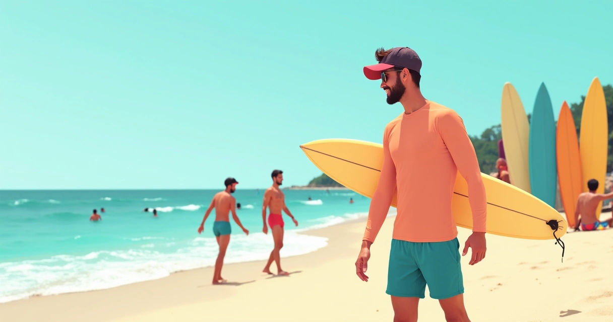 Homem usando camiseta praia proteção solar