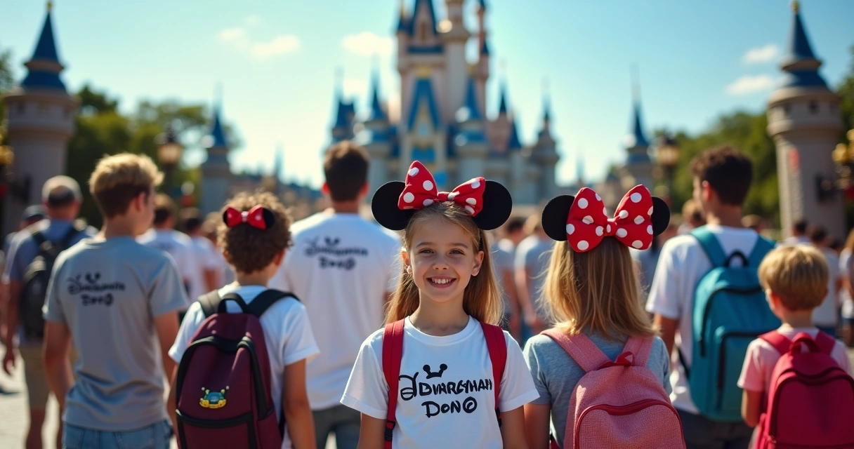 Grupo usando camisetas personalizadas da Disney