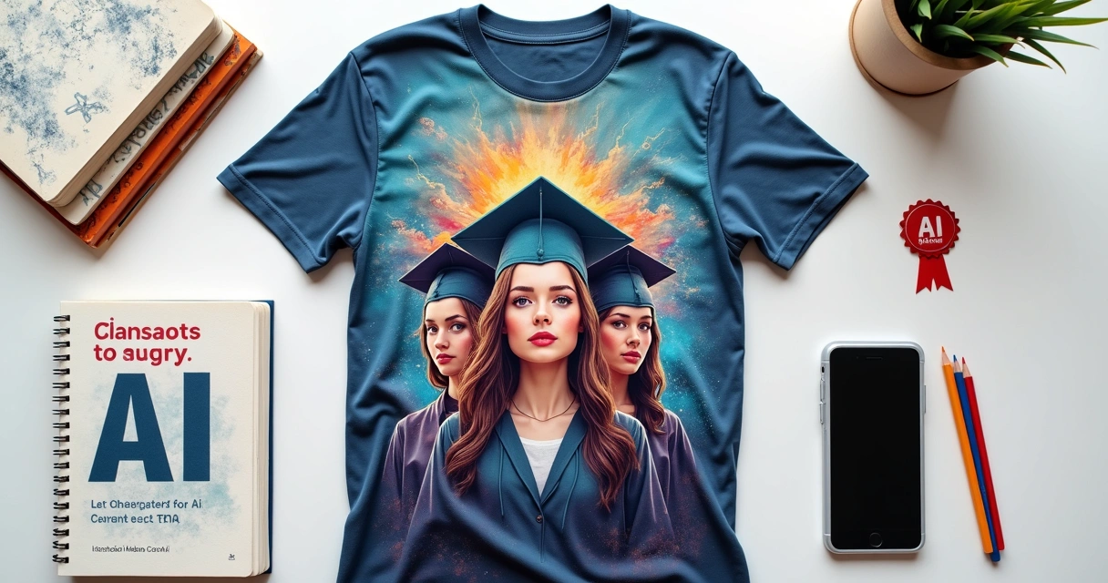 Camiseta terceirão com arte gerada por IA exclusiva dos alunos formandos 