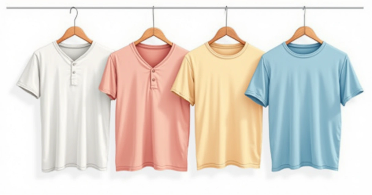 Camisetas masculinas em cabides de modelagens variadas