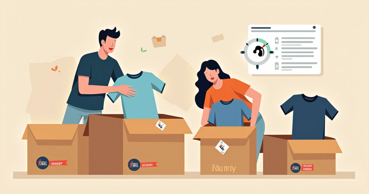 Camisetas personalizadas prontas sendo embaladas para entrega expressa 