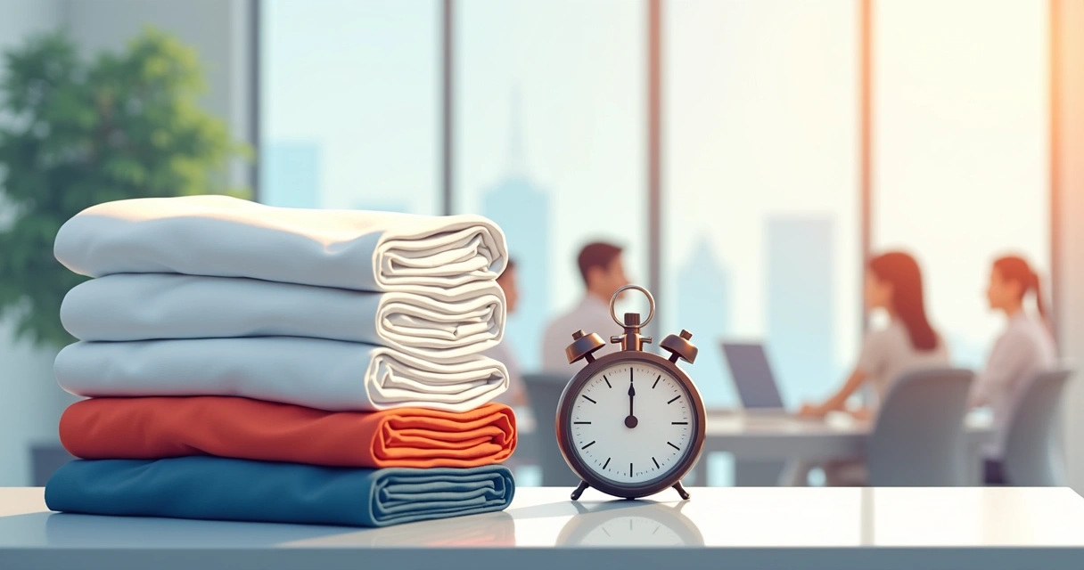 Camisetas para evento corporativo com cronômetro ao fundo 