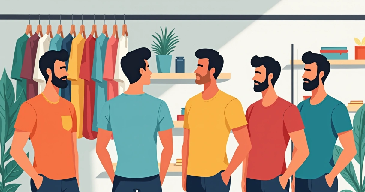 Variedade de camisetas masculinas exclusivas sendo escolhidas 