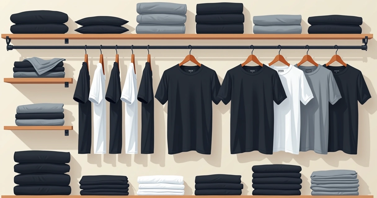 Camisetas básicas masculinas organizadas por cor e corte