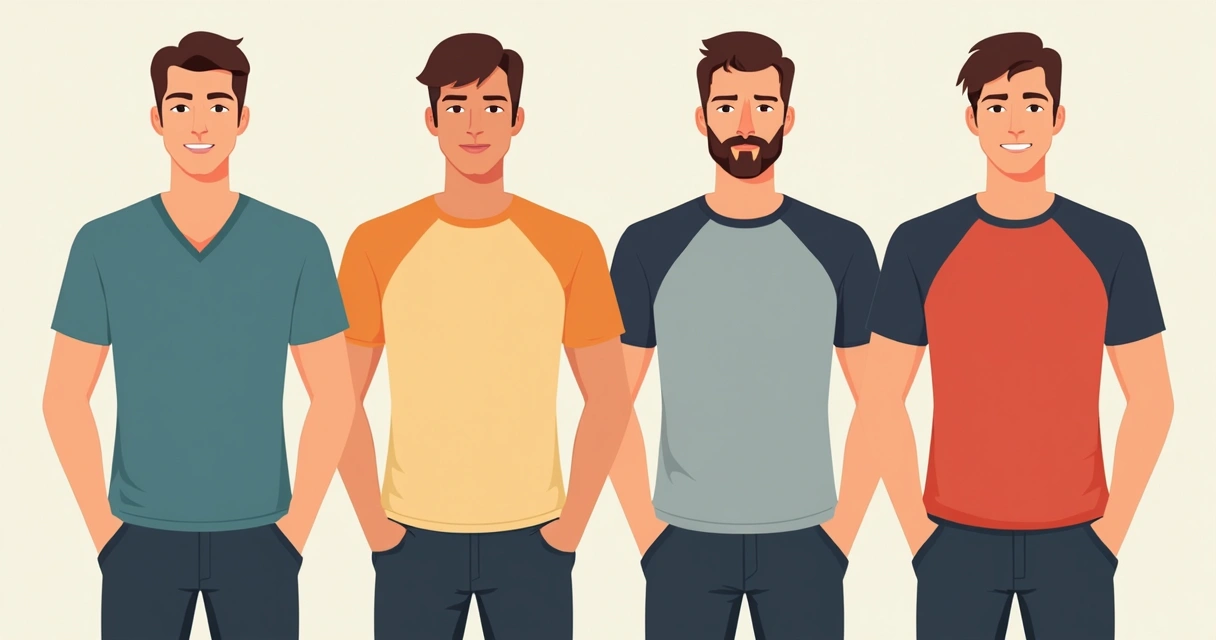 Dois homens usando camisetas masculinas de diferentes tipos