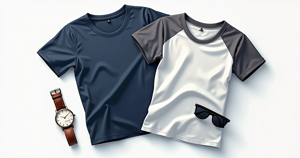 Camisetas masculinas modernas dobradas lado a lado