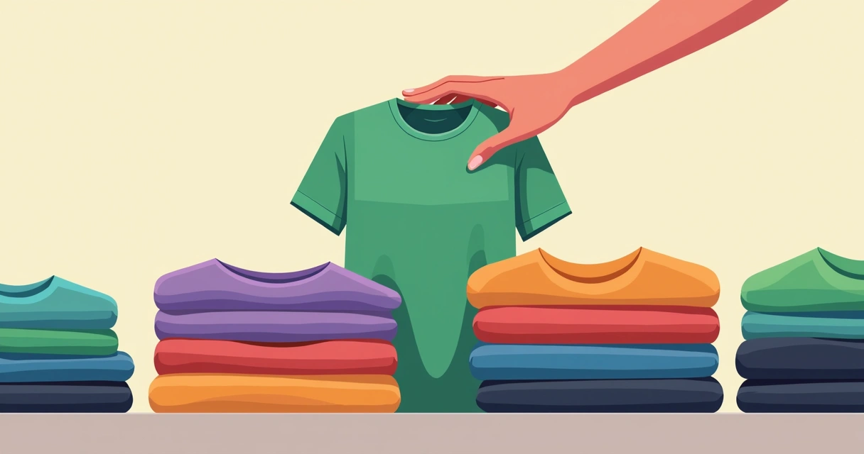 Camisetas oversized masculinas coloridas dobradas em uma mesa