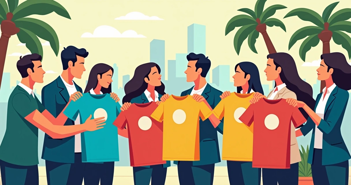 Equipe recebendo camisetas personalizadas em evento do Rio 