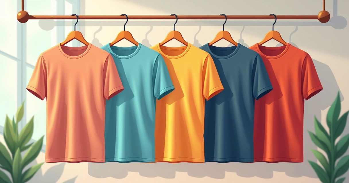 Camisetas masculinas de poliéster em várias cores e cortes