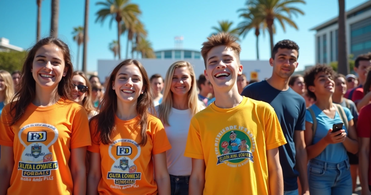 Grupo com camisetas promocionais em evento de Fortaleza 