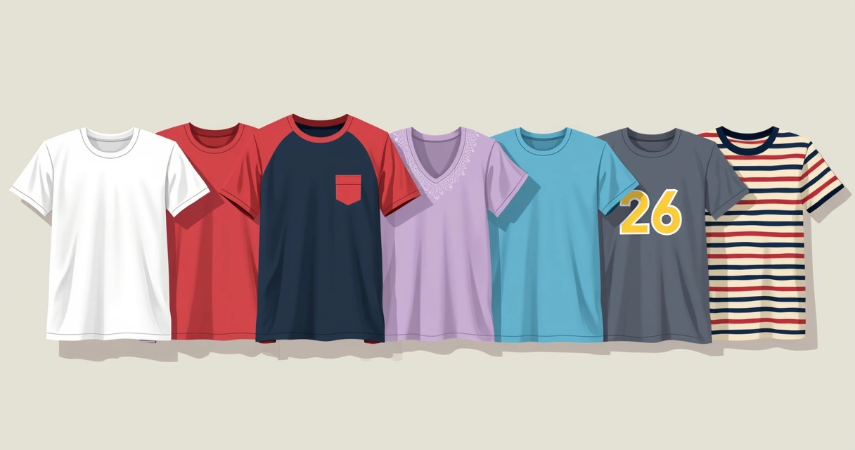 Diferentes modelos de camisetas personalizadas coloridas alinhadas horizontalmente 