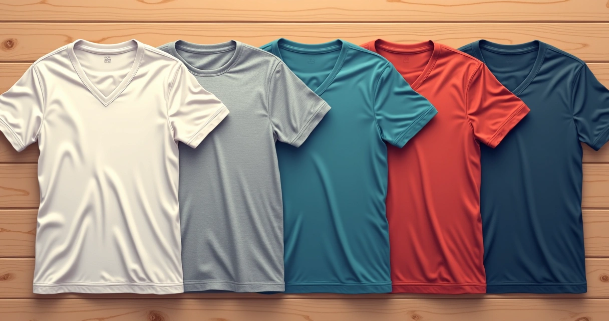 Diferentes modelos de camisetas masculinas organizadas 