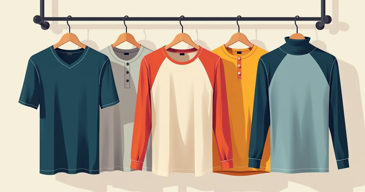 Modelos variados de camisetas masculinas exibidos lado a lado no cabide