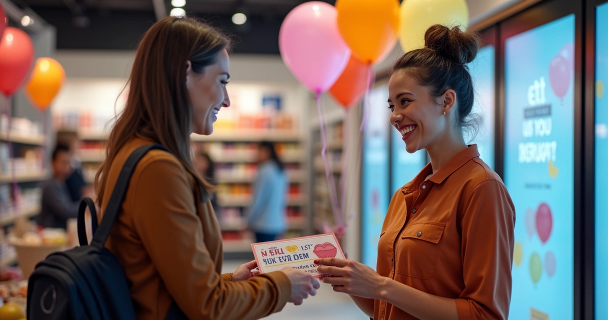 Loja atendendo cliente em campanha de aniversário 