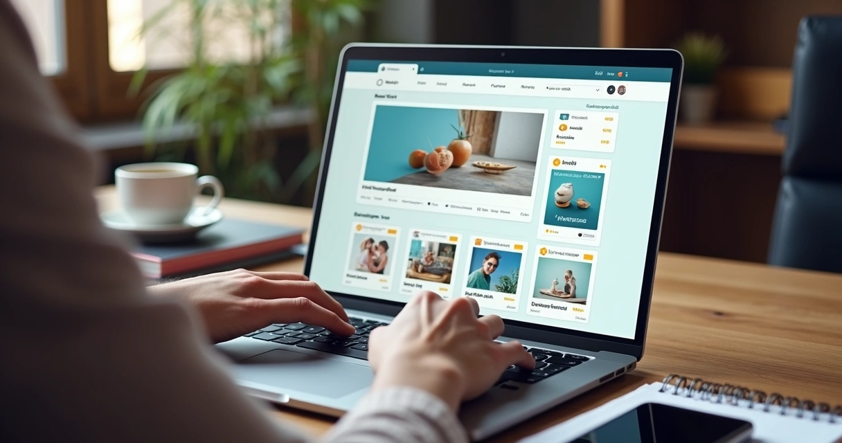 Anúncio digital de e-commerce com vários dispositivos mostrando produtos