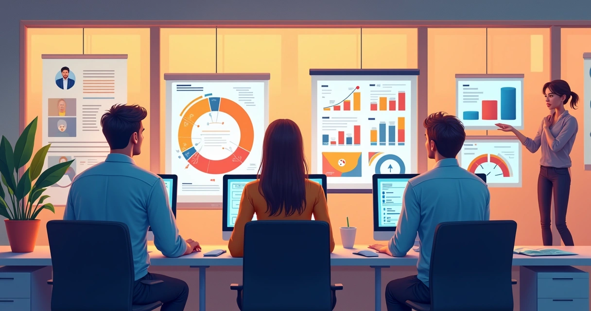 Equipe criando campanha com anúncios segmentados 