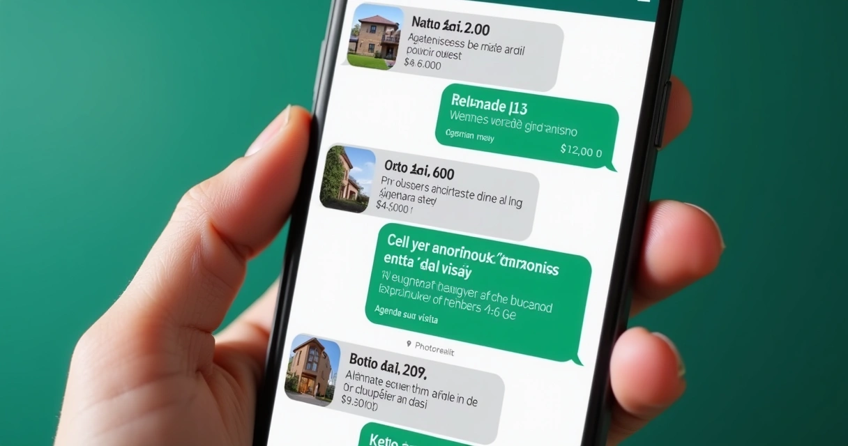 Conversa de WhatsApp com envio automático de promoções de imóveis 