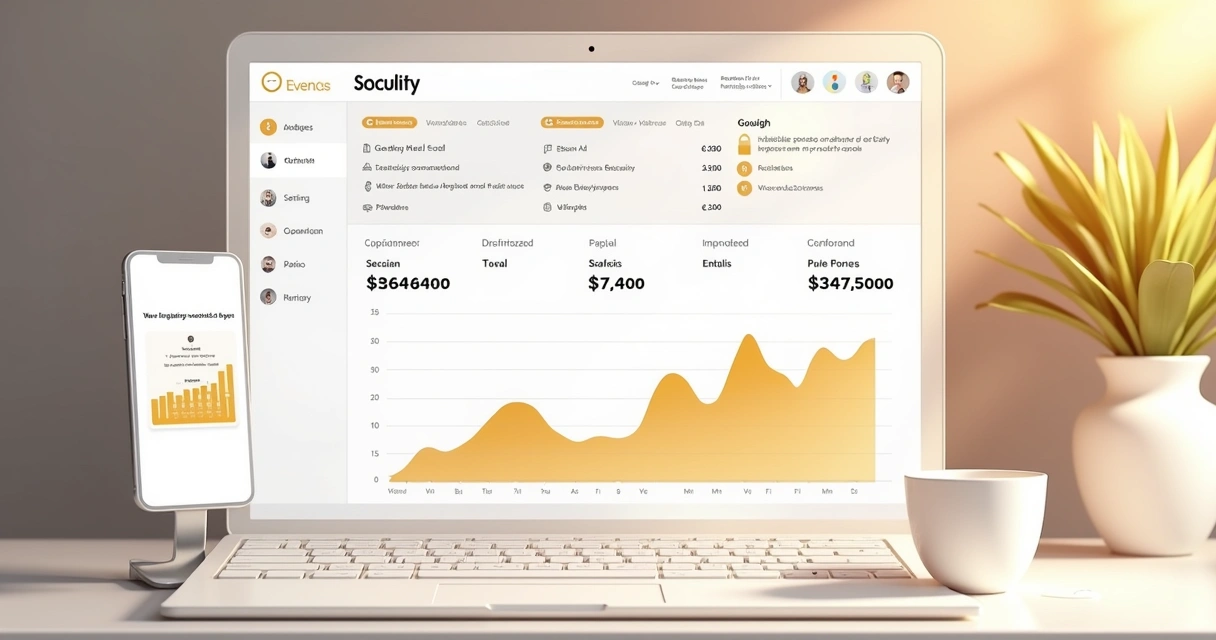 Painel digital mostrando agenda cheia e gráficos de crescimento em clínica de estética 