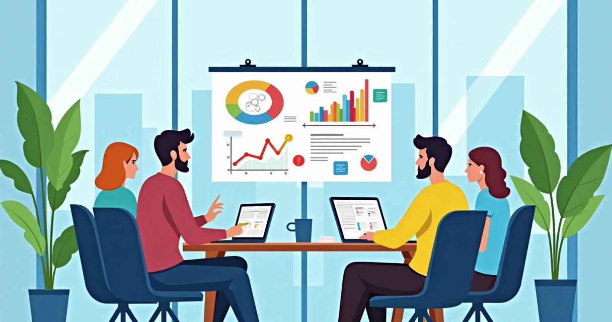 Equipe discutindo uma campanha digital em quadro branco 