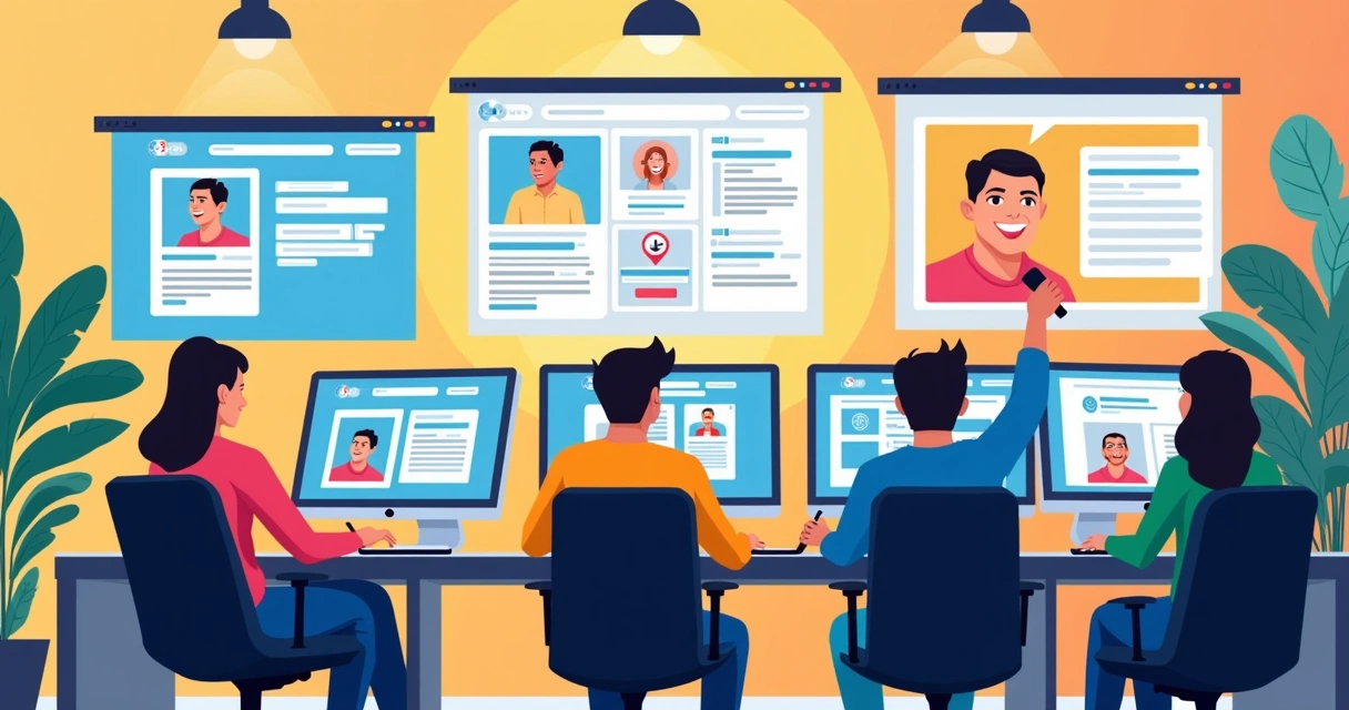 Equipe gerindo canais digitais de campanha em tempo real