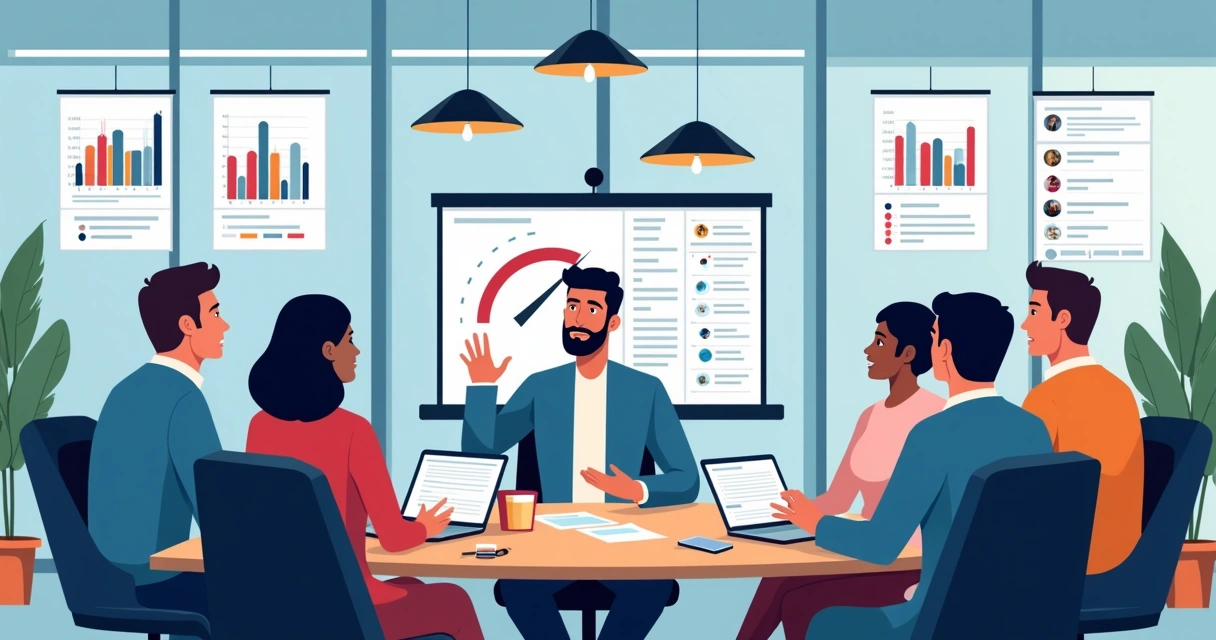 Equipe analisa gráficos de engajamento digital em campanha política