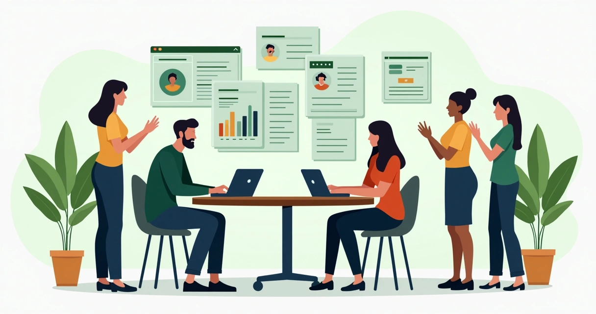 Equipe de campanha reunida planejando ações digitais corretas 