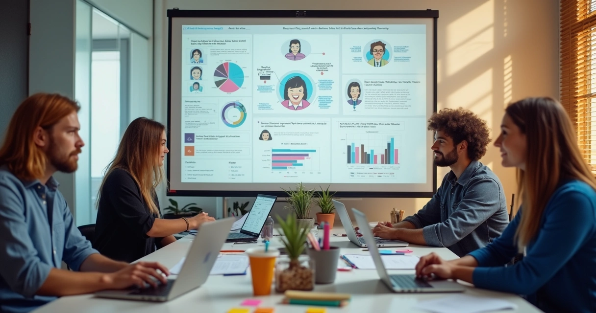 Equipe desenvolvendo campanha digital personalizada para diferentes públicos 