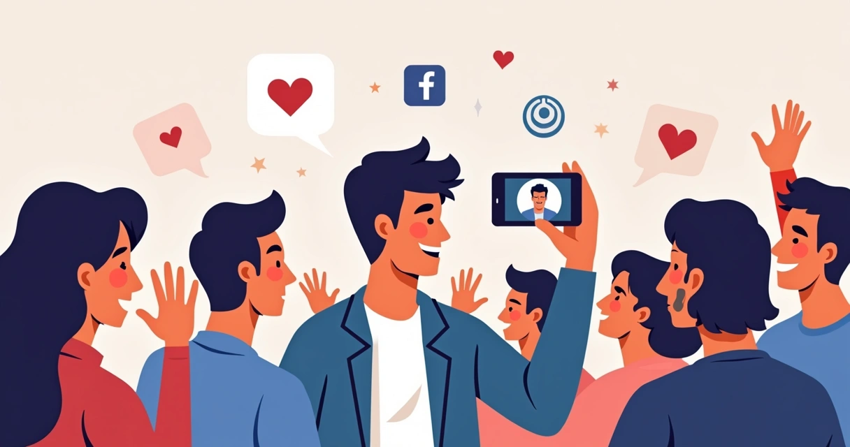 Candidato gravando vídeo para mídias sociais com apoiadores ao fundo