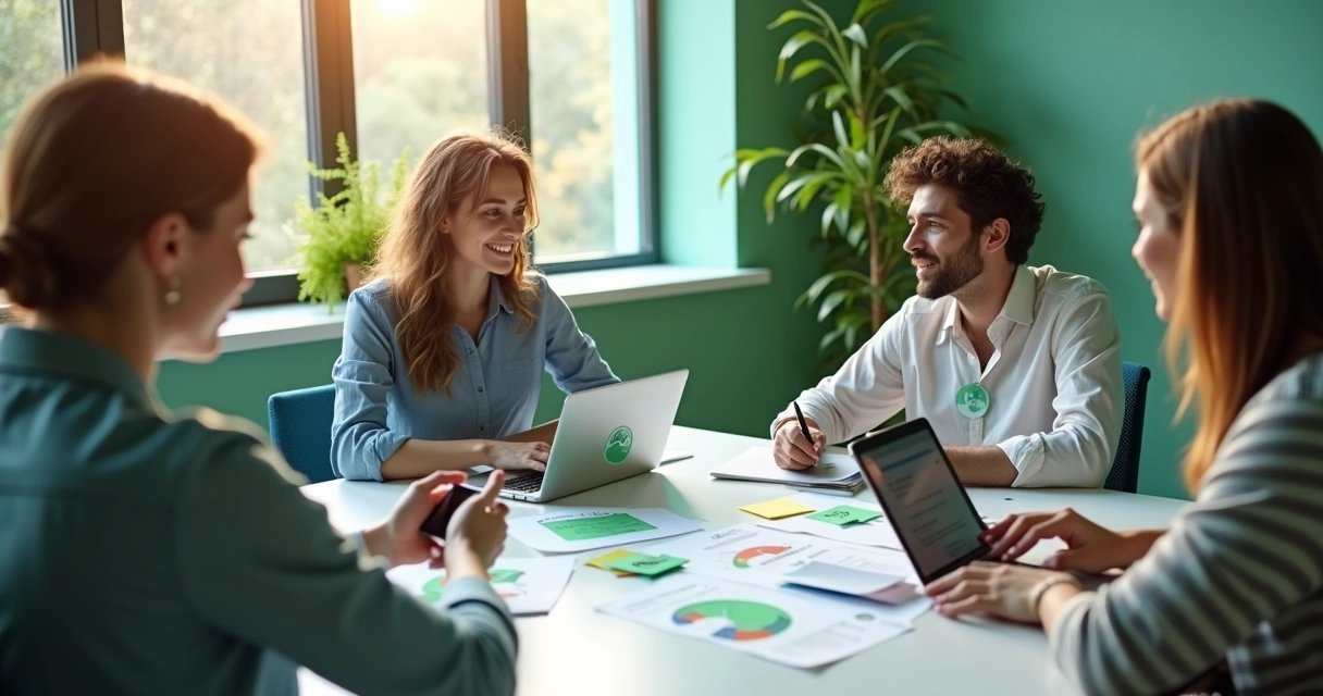 Equipe de marketing planejando campanha via WhatsApp 