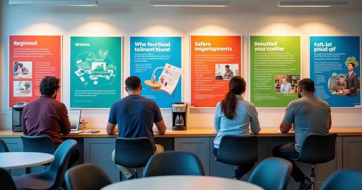 Paineis de campanha de segurança em empresa 