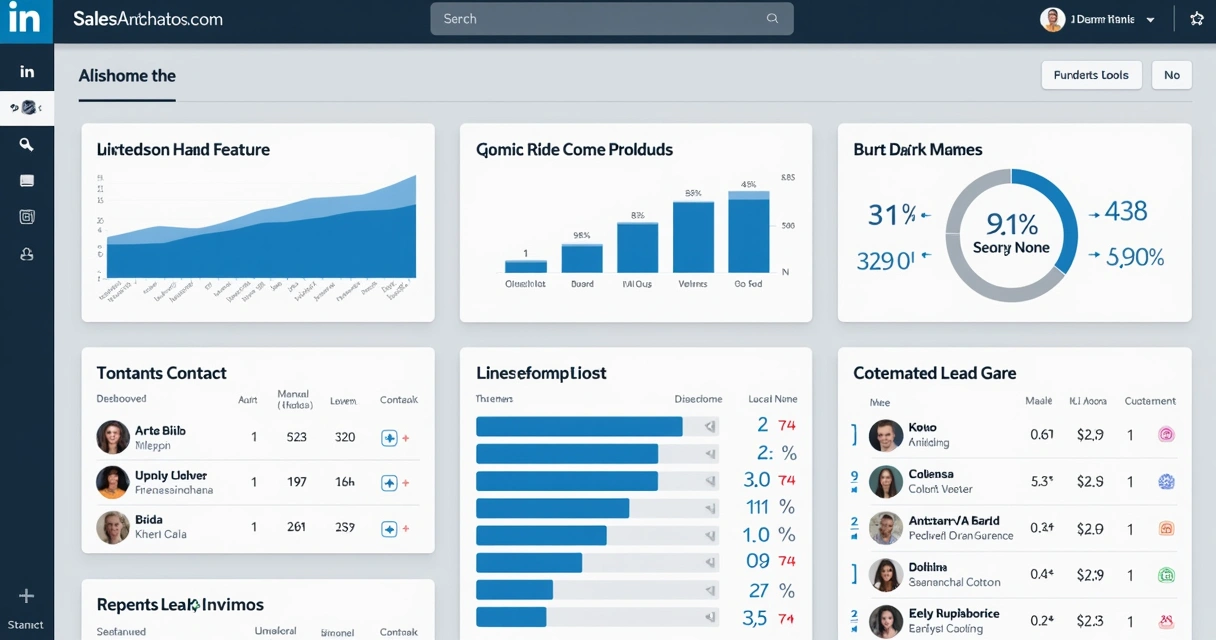 Dashboard de automação de vendas com gráficos e leads