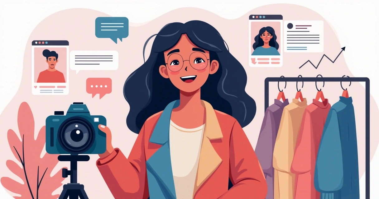 Influenciadora de moda plus size em campanha digital 