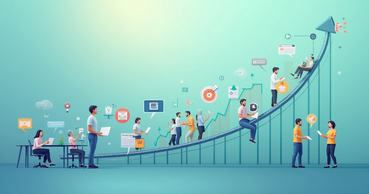 Campanha de marketing mostrando evolução de leads para clientes 