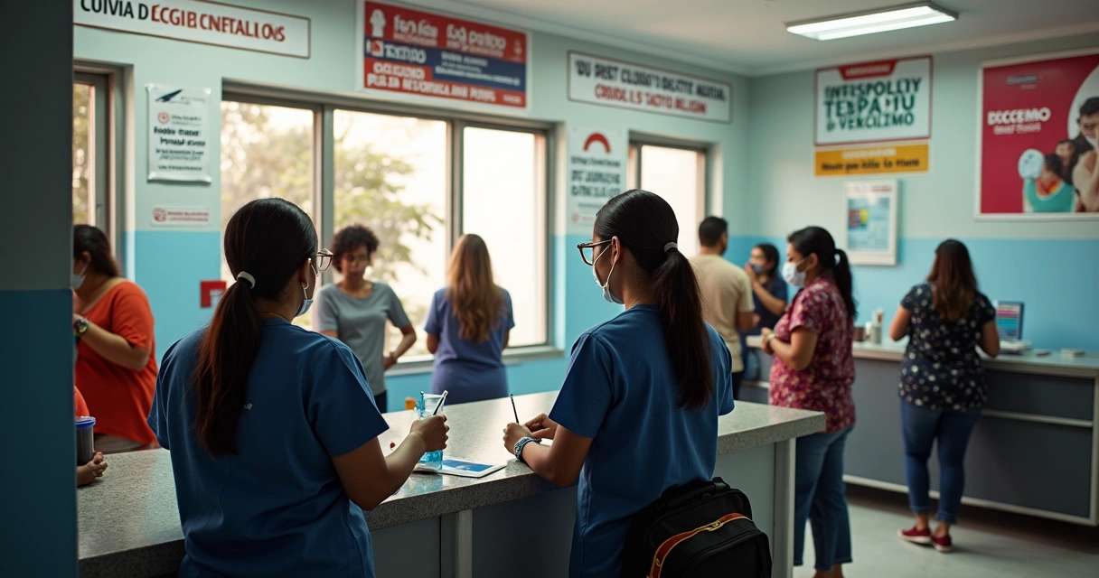 Unidade de saúde decorada para campanha de testagem de ISTs